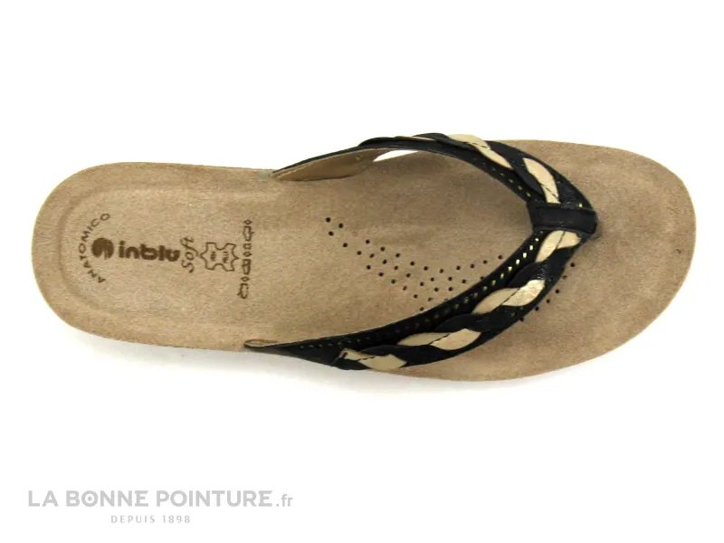 Achat chaussures Inblu Femme Entre-doigts, vente Inblu GLAOOO07 Noir - Beige or - Tong Femme