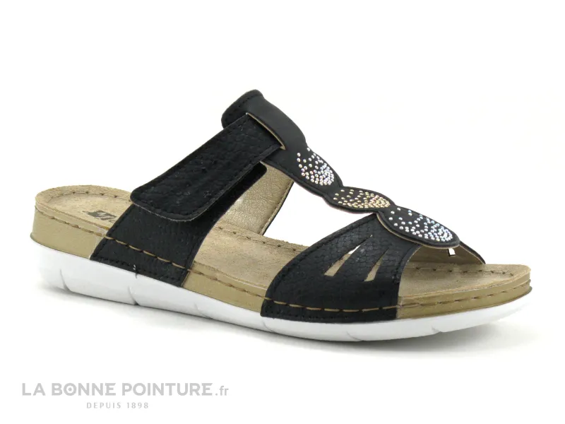 Achat chaussures Moran's Femme Mule, vente Morans MEMBOISE Marine - Strass - Mule Femme avec bride velcro