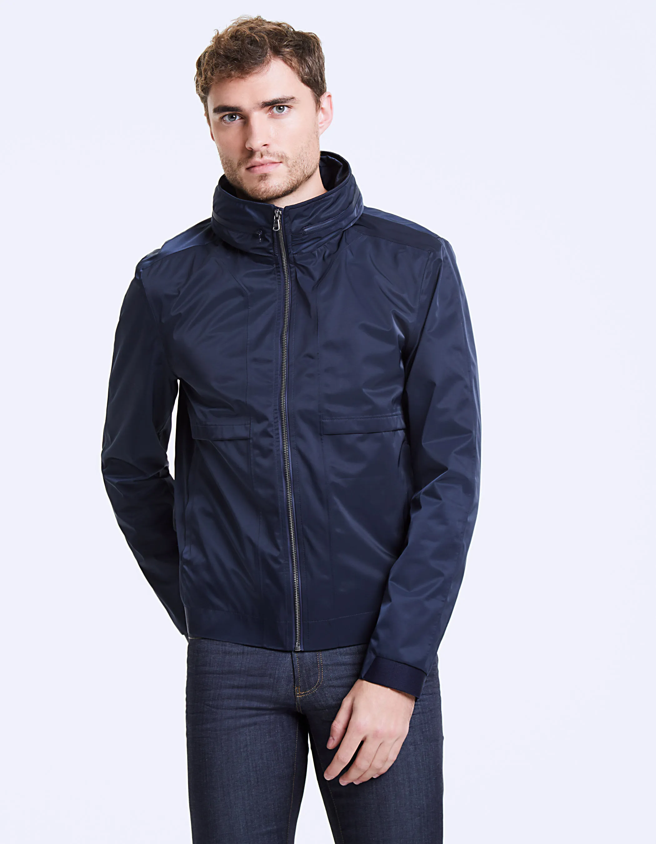 Blouson mi-long navy Waterproof Homme