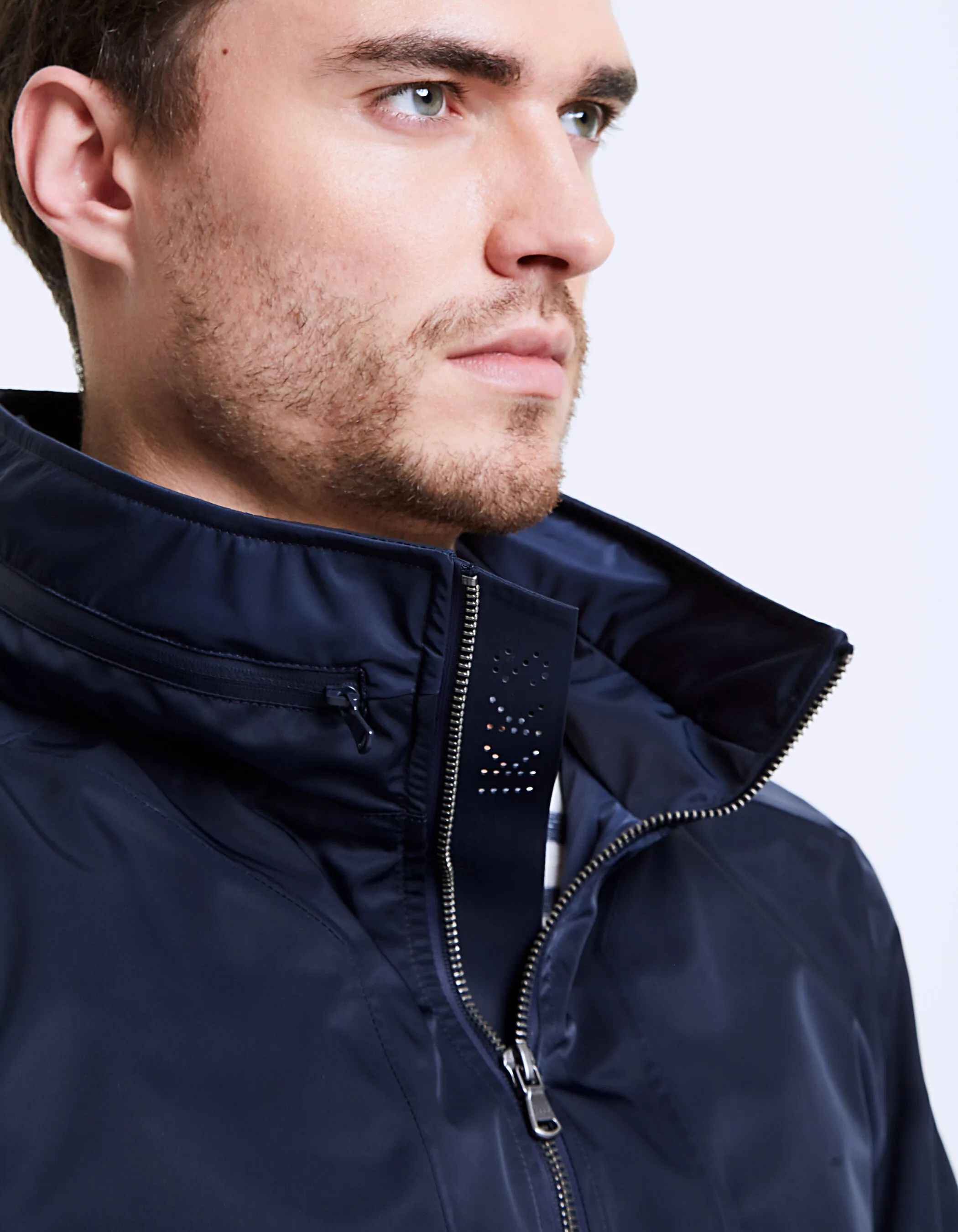 Blouson mi-long navy Waterproof Homme