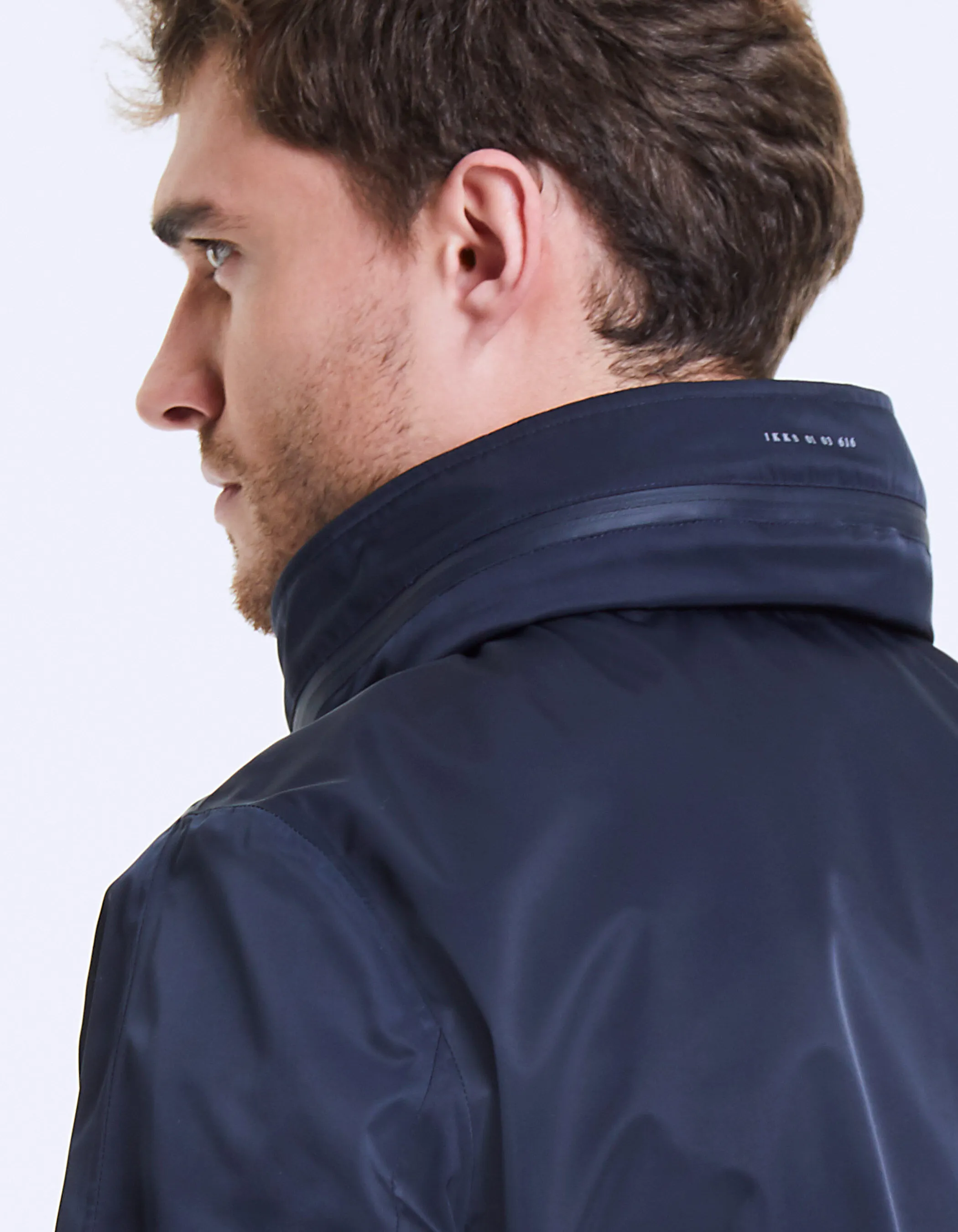 Blouson mi-long navy Waterproof Homme