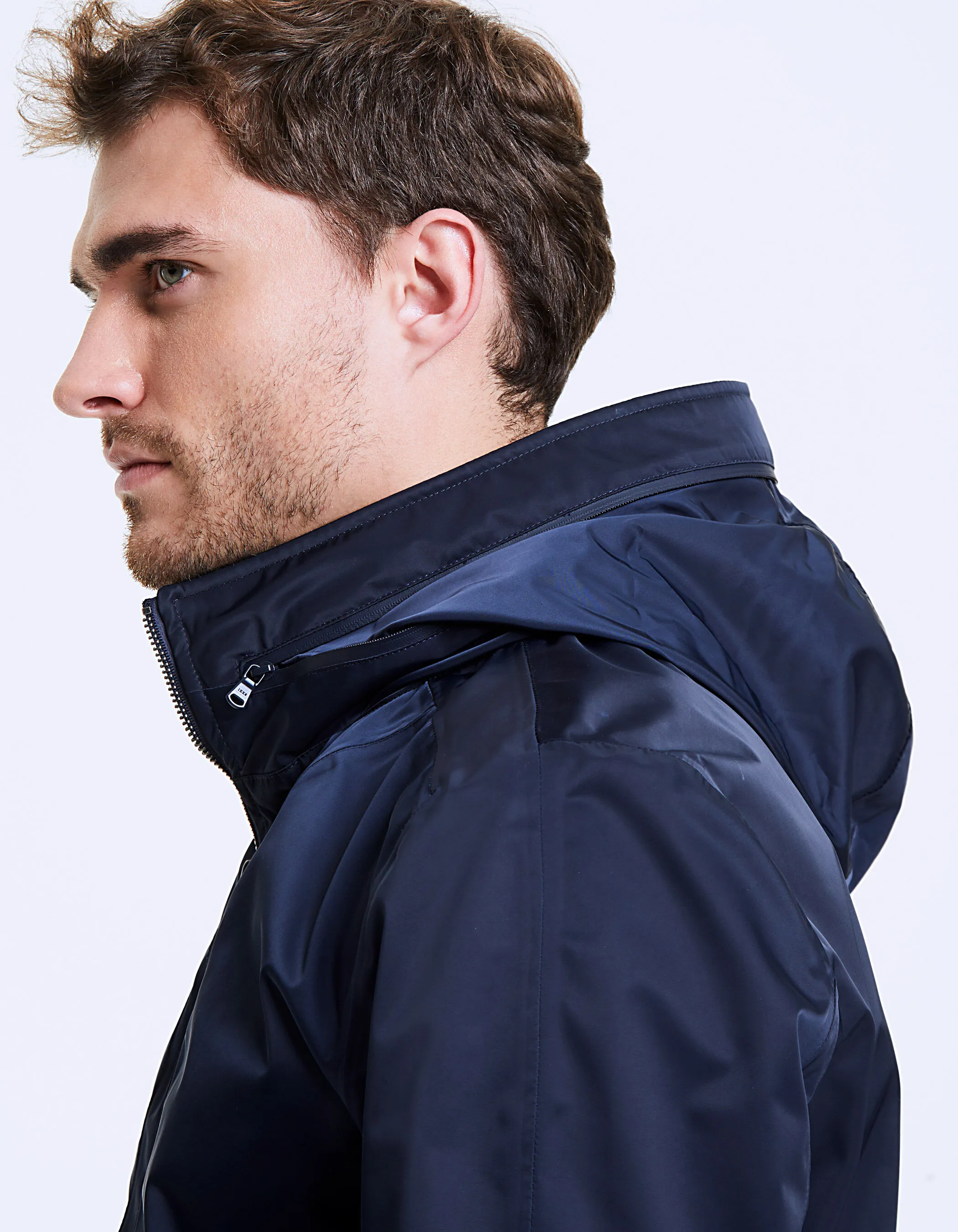 Blouson mi-long navy Waterproof Homme