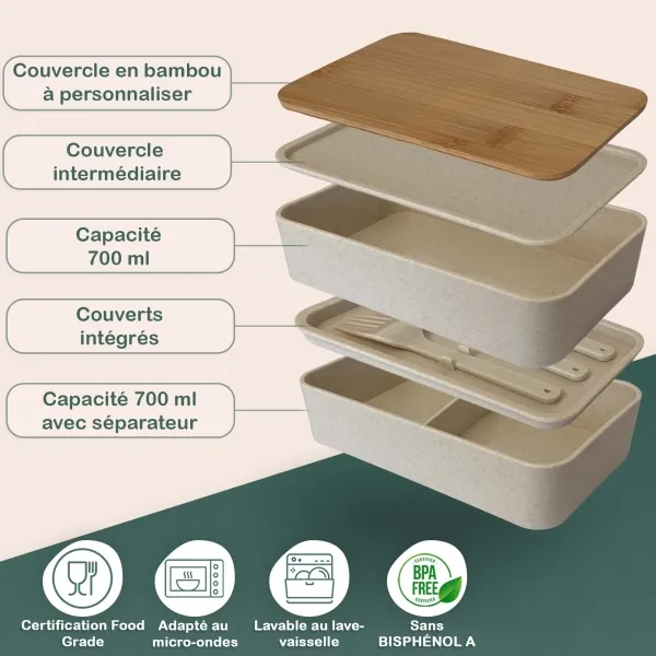 Boite à repas double personnalisable avec votre prénom