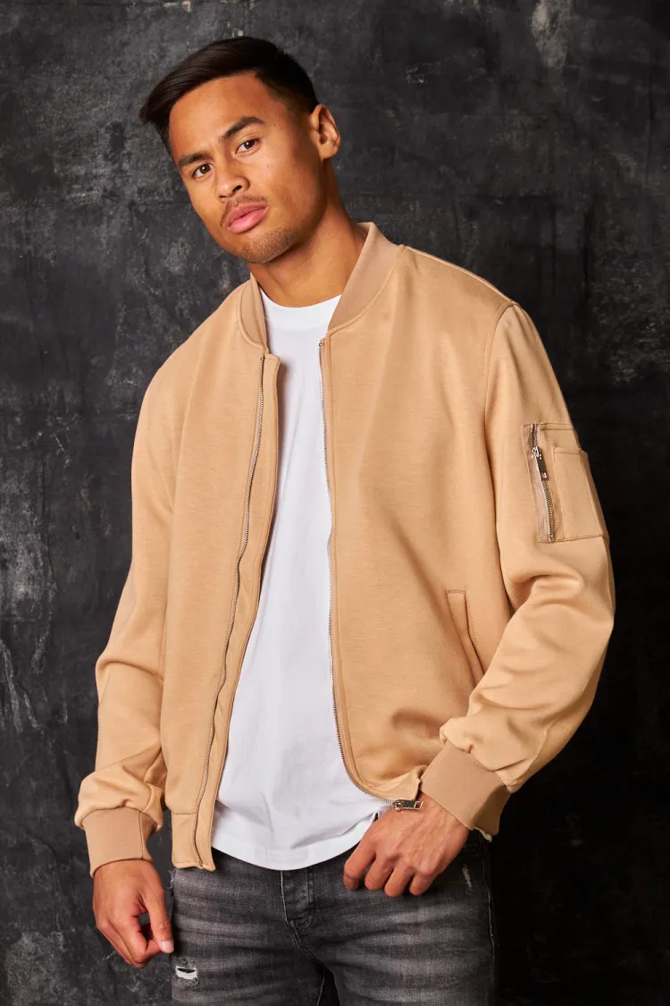 Bomber en suédine beige