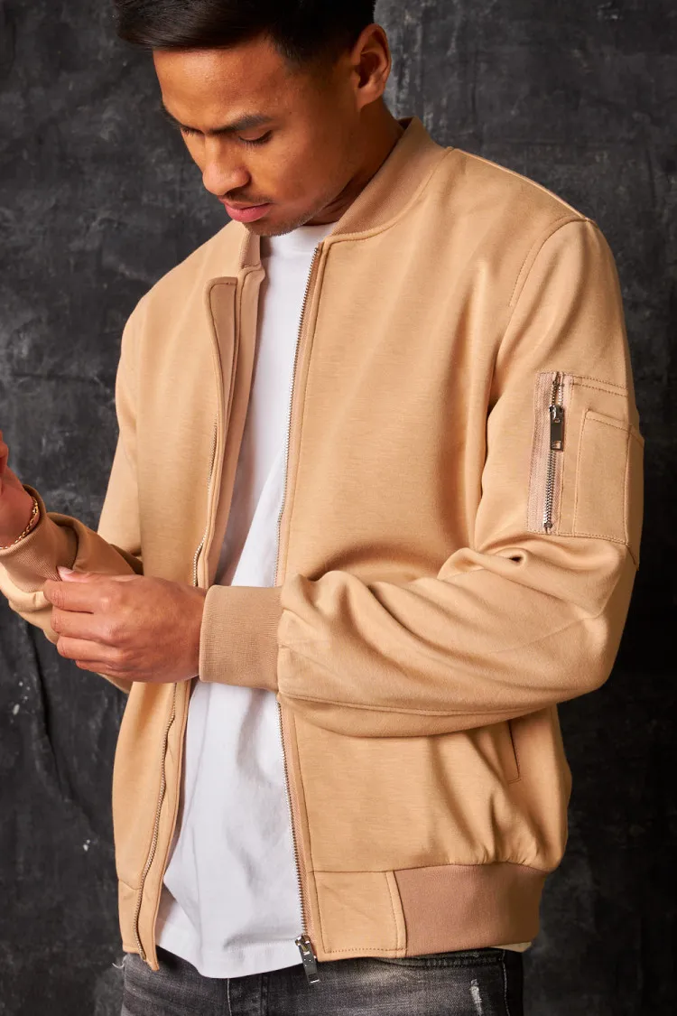 Bomber en suédine beige