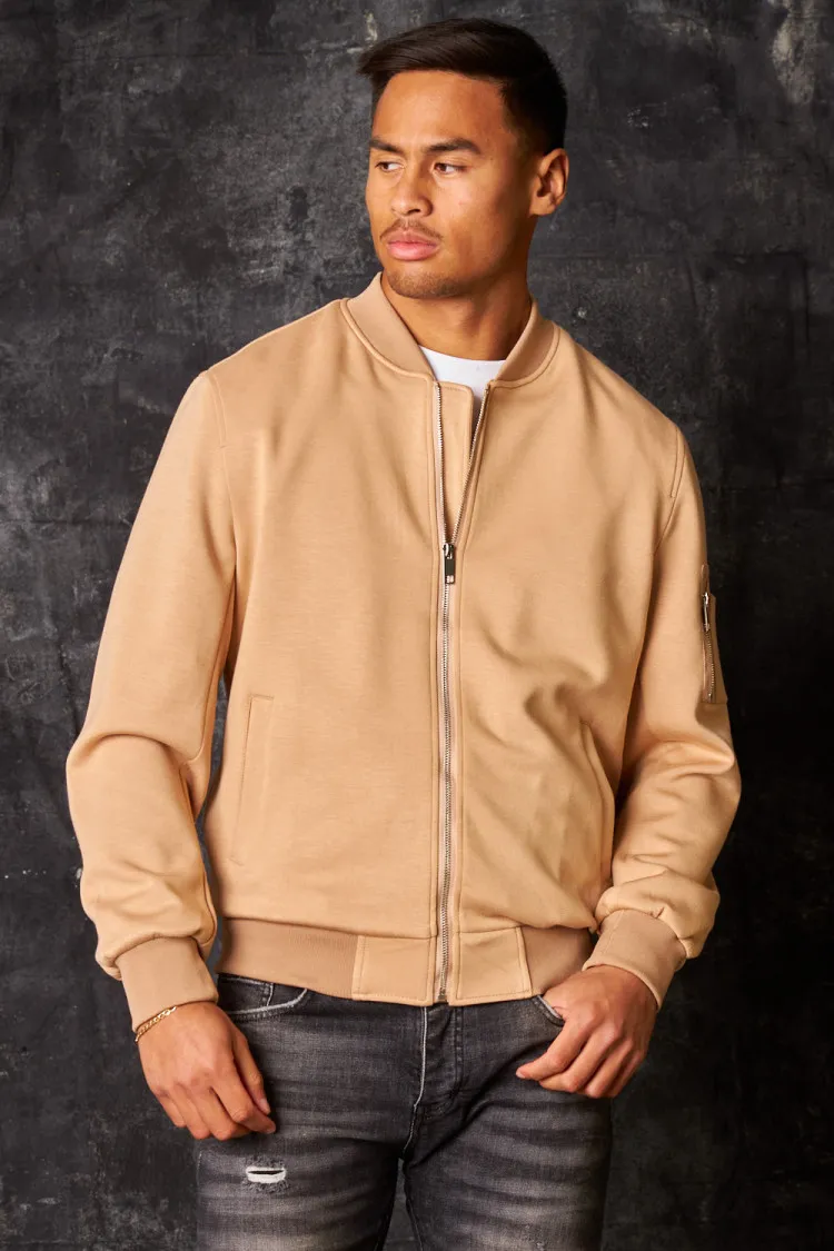 Bomber en suédine beige