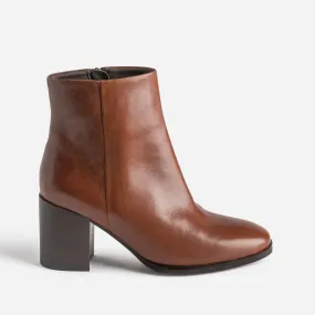 Boots cognac en cuir à talon - Boots / bottines Femme | ERAM