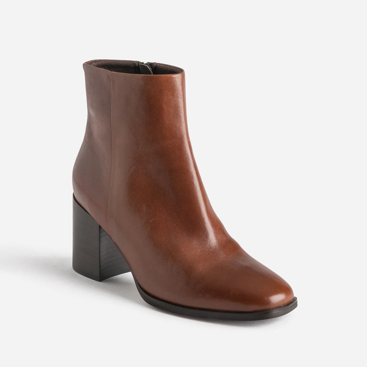 Boots cognac en cuir à talon - Boots / bottines Femme | ERAM