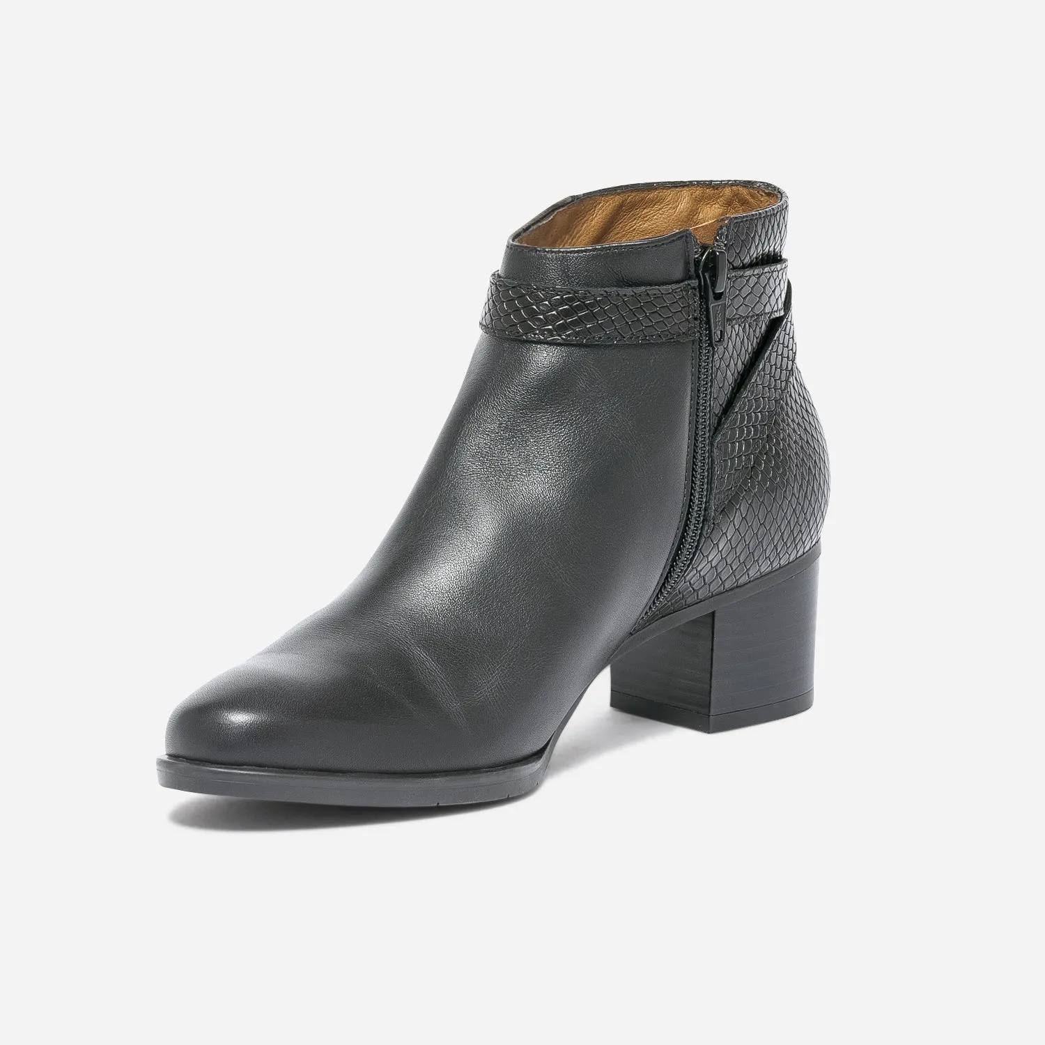 Boots à talon ERAM FLEX noir cuir embossé - Boots / bottines Femme | ERAM