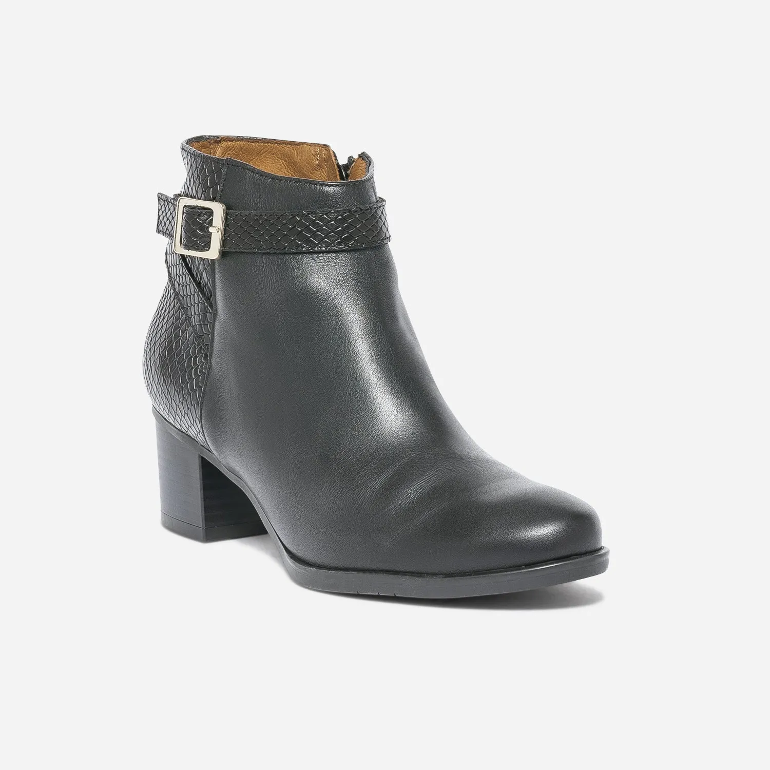 Boots à talon ERAM FLEX noir cuir embossé - Boots / bottines Femme | ERAM