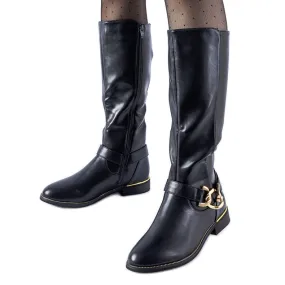 Bottes isolées noires ornées d'une boucle Ortega le noir