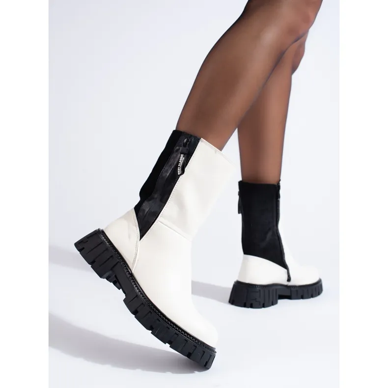 Bottes pour femmes avec un haut Shelovet noir et blanc blanche le noir