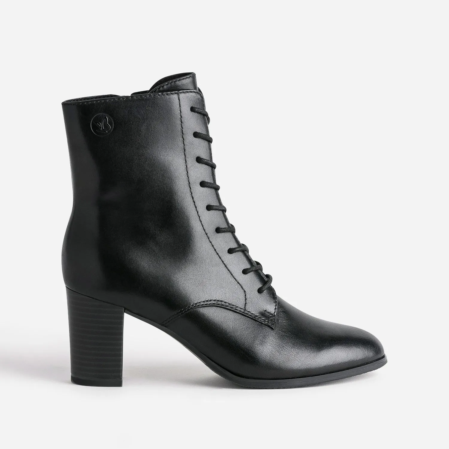 Bottine à talon CAPRICE noire en cuir - Boots / bottines Femme | ERAM