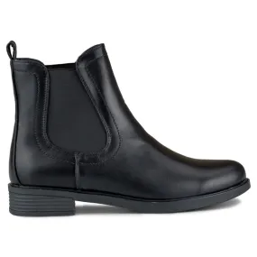 Bottines Chelsea noires classiques pour femmes en cuir écologique le noir