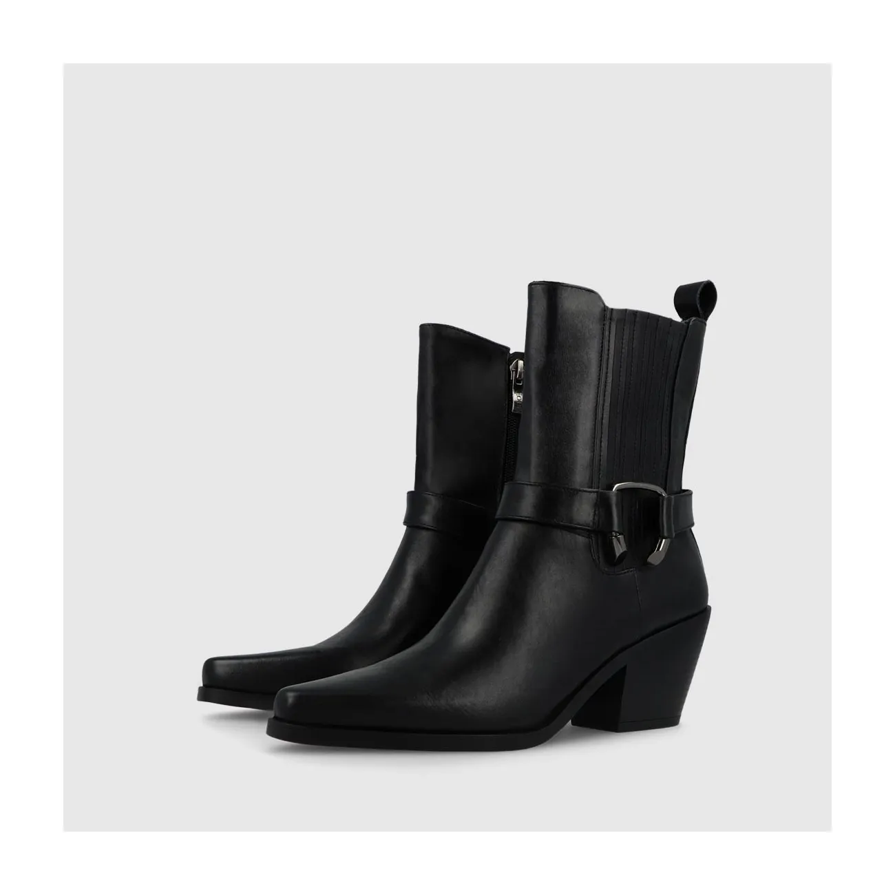 Bottines cow-boy femme en cuir noir | LODI Chaussures femme en ligne.