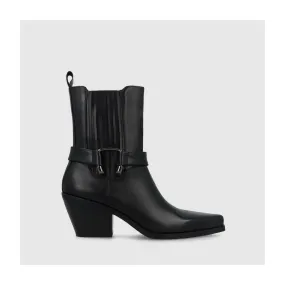 Bottines cow-boy femme en cuir noir | LODI Chaussures femme en ligne.