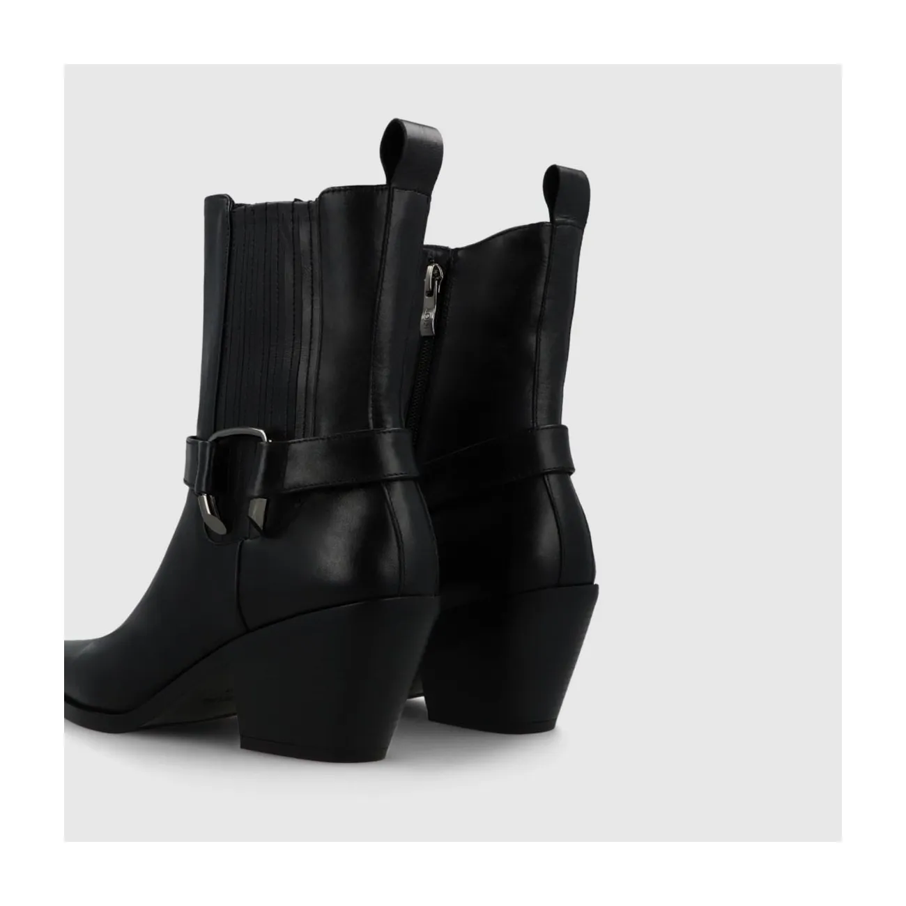 Bottines cow-boy femme en cuir noir | LODI Chaussures femme en ligne.