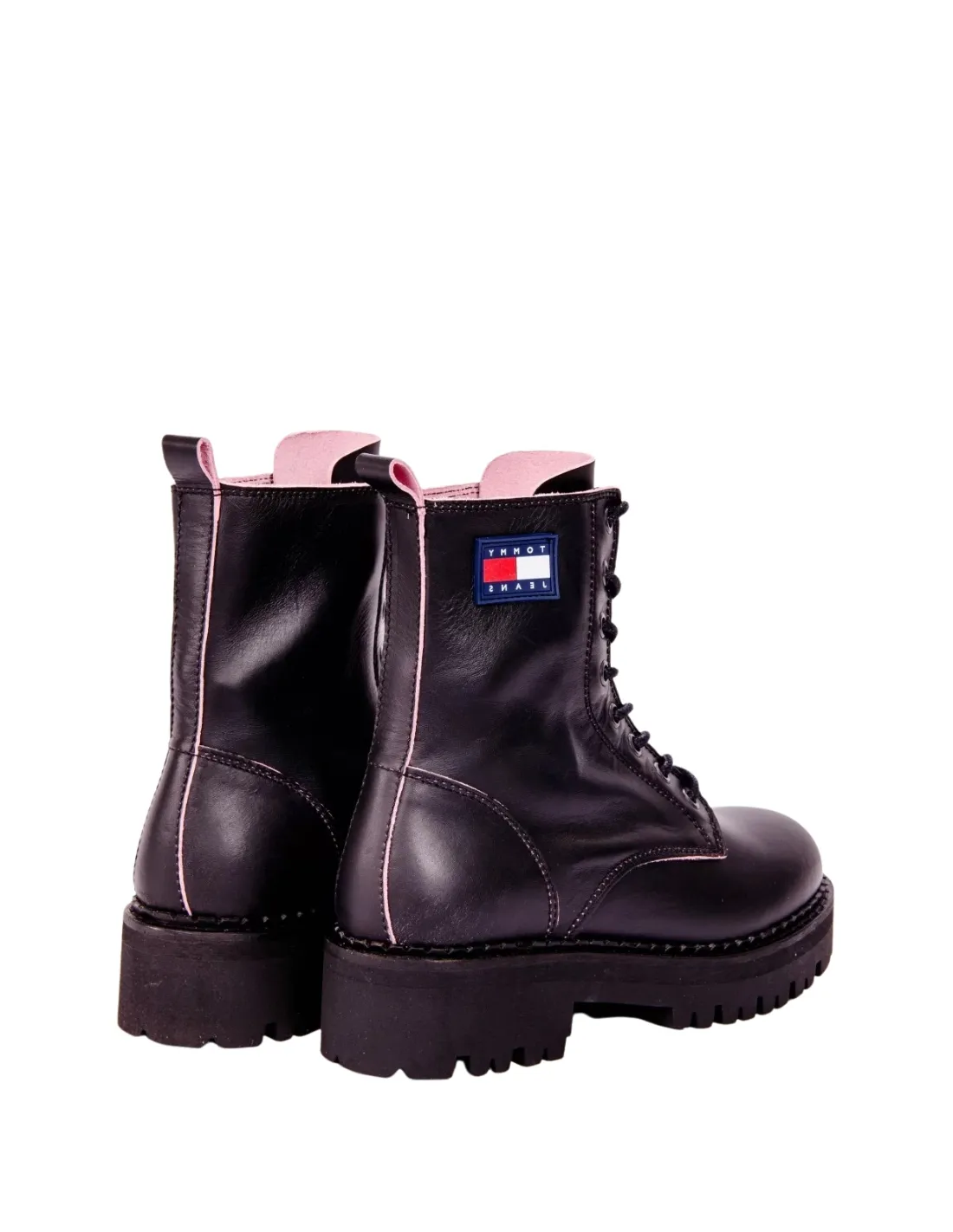 Bottines en cuir femme Tommy Jeans Ref 58813 0GO Noir / Rose givre