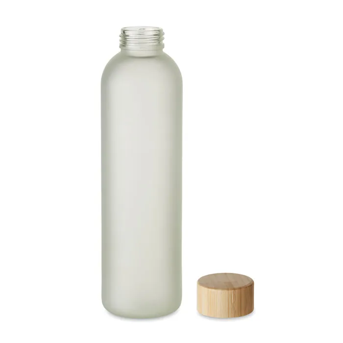 Bouteille promotionnelle en verre avec bouchon en bambou - 650ml - LOM - Vertlapub