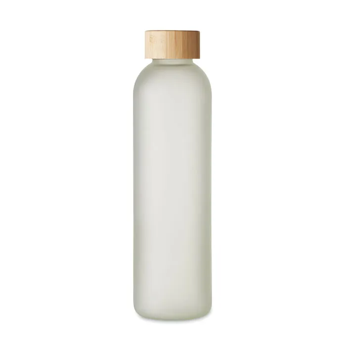 Bouteille promotionnelle en verre avec bouchon en bambou - 650ml - LOM - Vertlapub