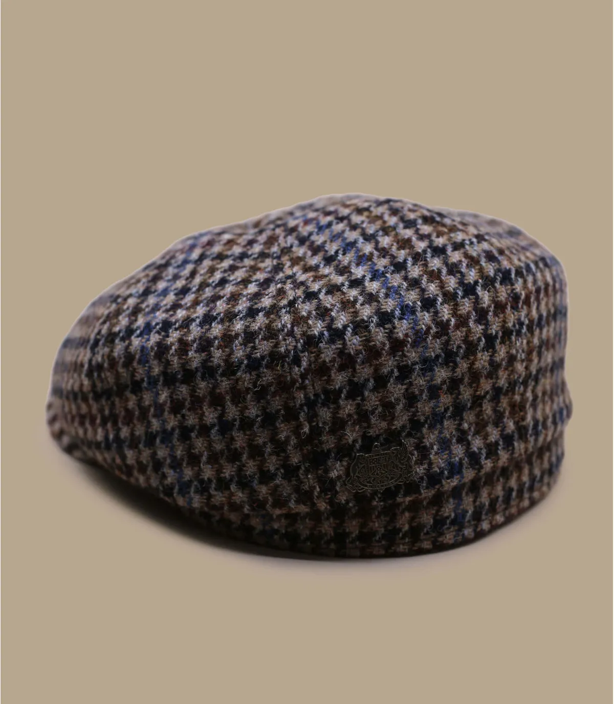 béret gavroche laine carreaux - Hatteras Harris Tweed beige black houndstooth Stetson : Headict