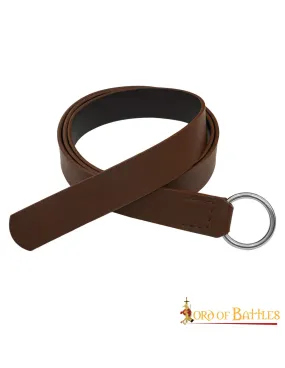 Ceinture médiévale en cuir boucle circulaire en acier, marron ⚔️ Boutique Épées