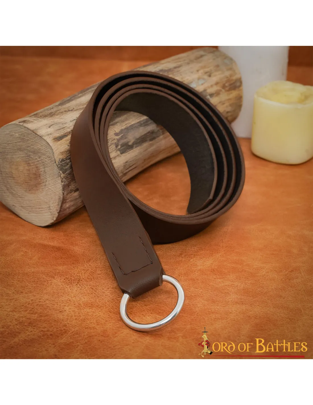 Ceinture médiévale en cuir boucle circulaire en acier, marron ⚔️ Boutique Épées