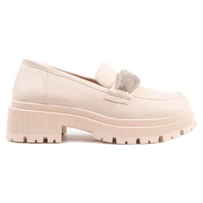 Chaussures pour femmes en cuir écologique beige