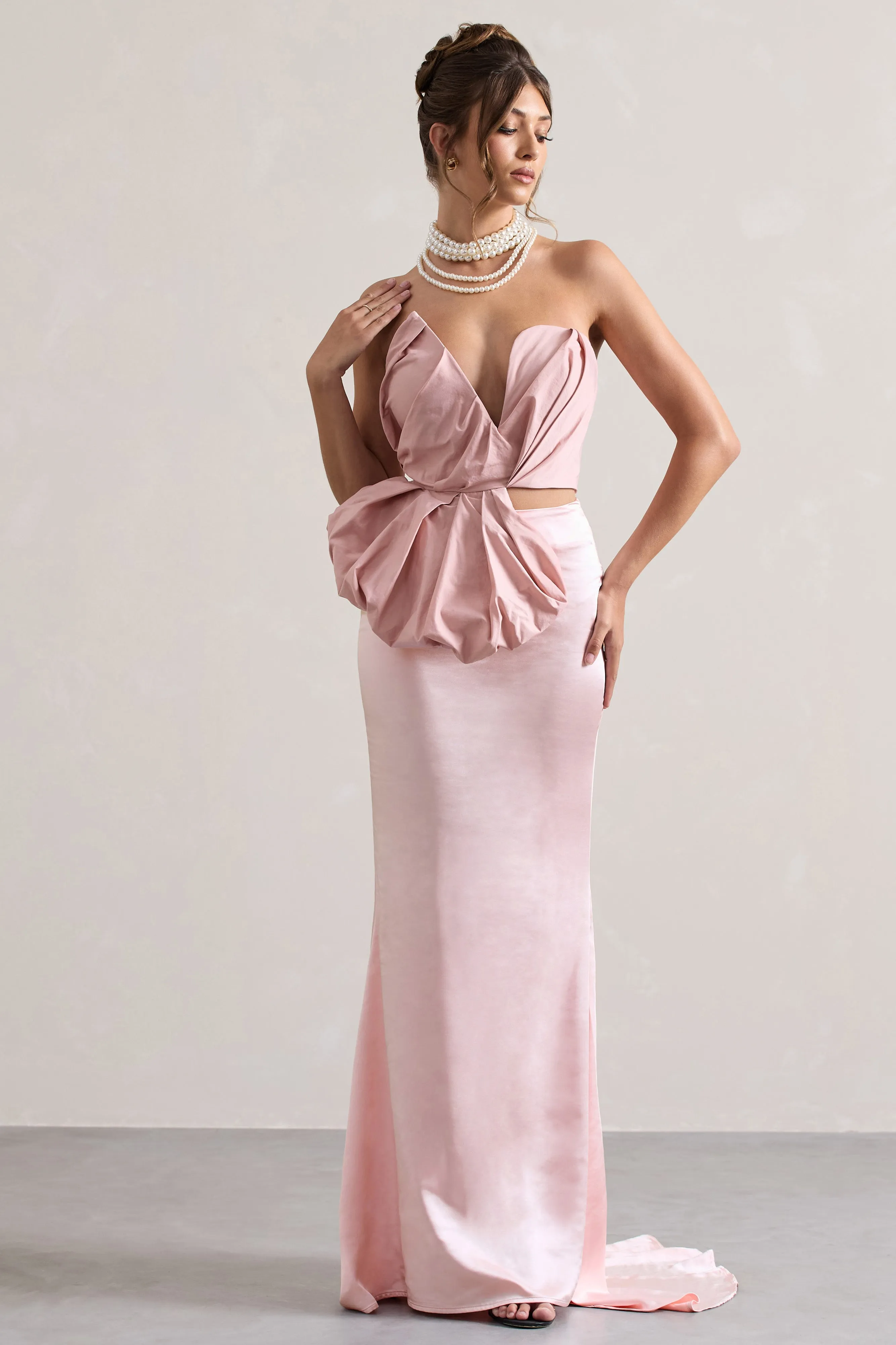 Couture | Jupe longue en satin rose