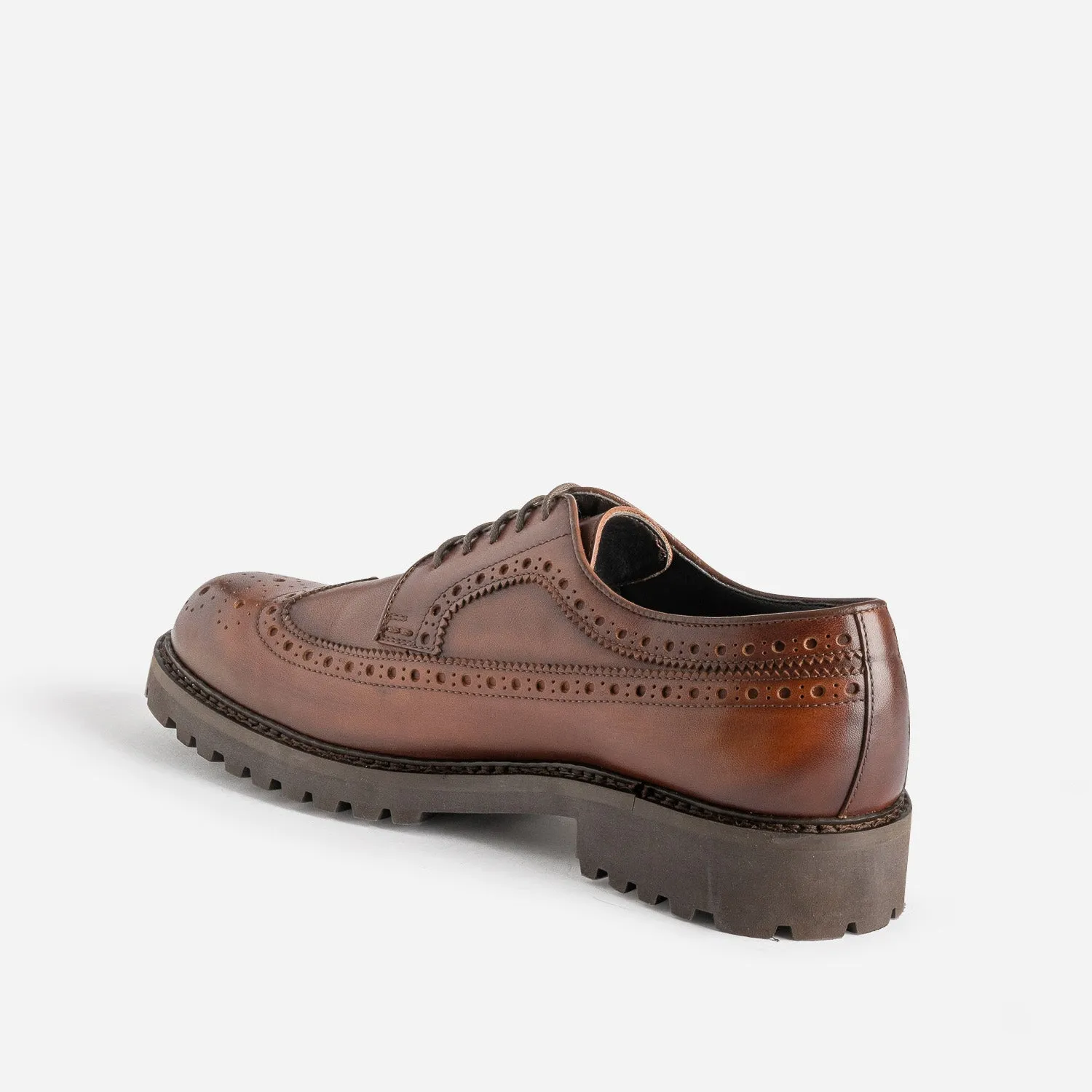 Derby marron cuir à bout fleuri - Chaussures de ville Homme | ERAM