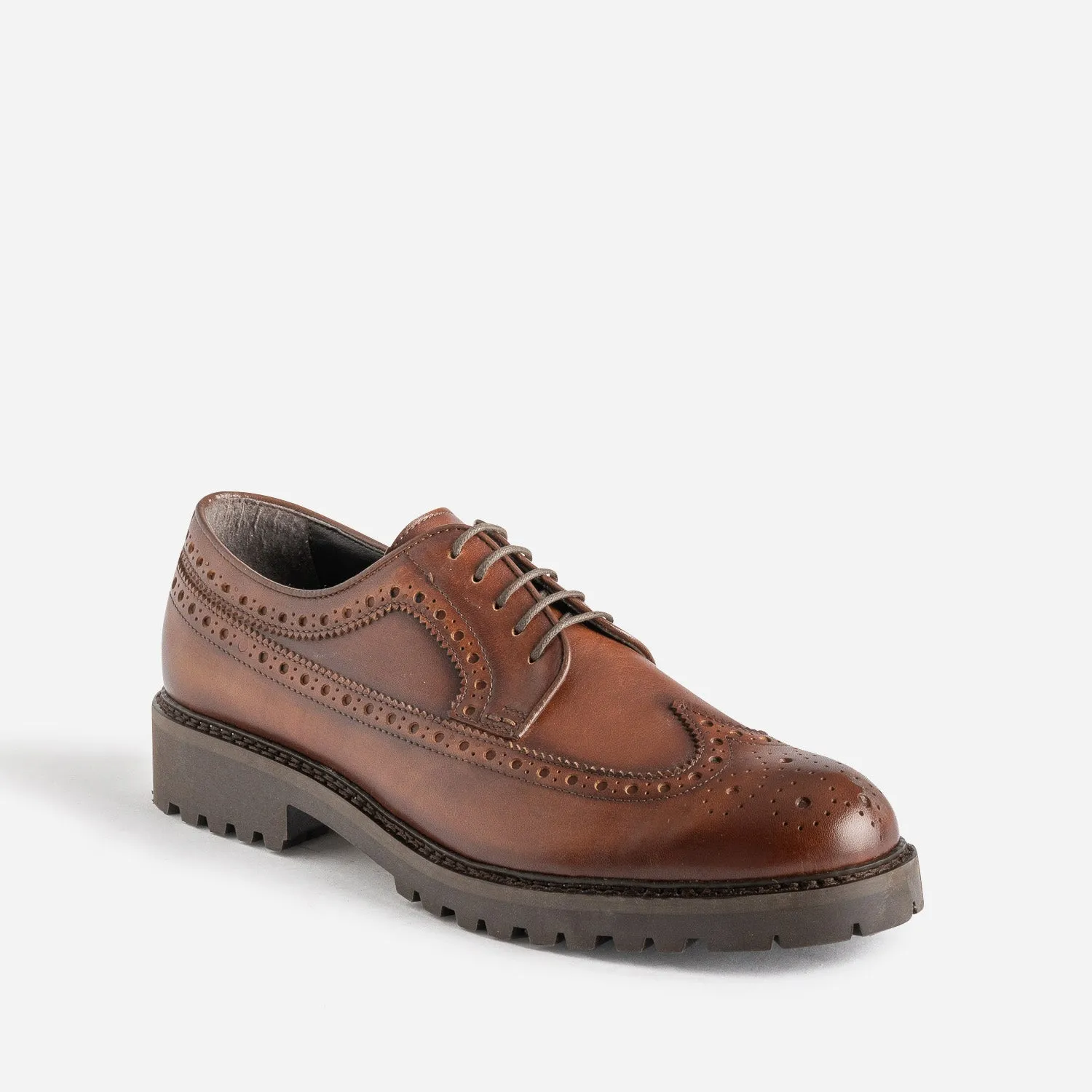 Derby marron cuir à bout fleuri - Chaussures de ville Homme | ERAM