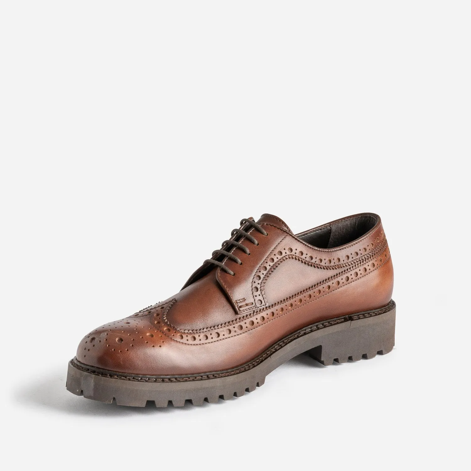 Derby marron cuir à bout fleuri - Chaussures de ville Homme | ERAM