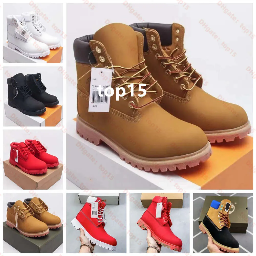 Designer Timberlan Boots Boots Chaussures Men Boots Boots Imperproofing Classic Martin Shoe Cowboy Jaune Rouge Bleu Noir Rose Ra