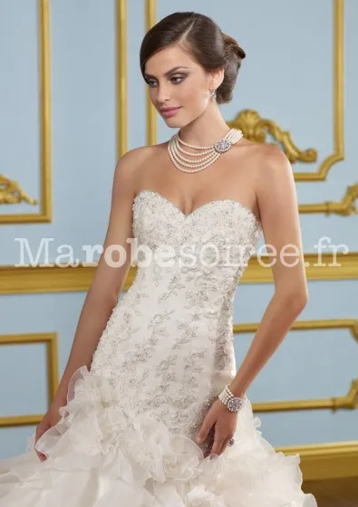 DESTOCKAGE-Robe de mariée robe de mariage bustier broderie réf 914 en Organza