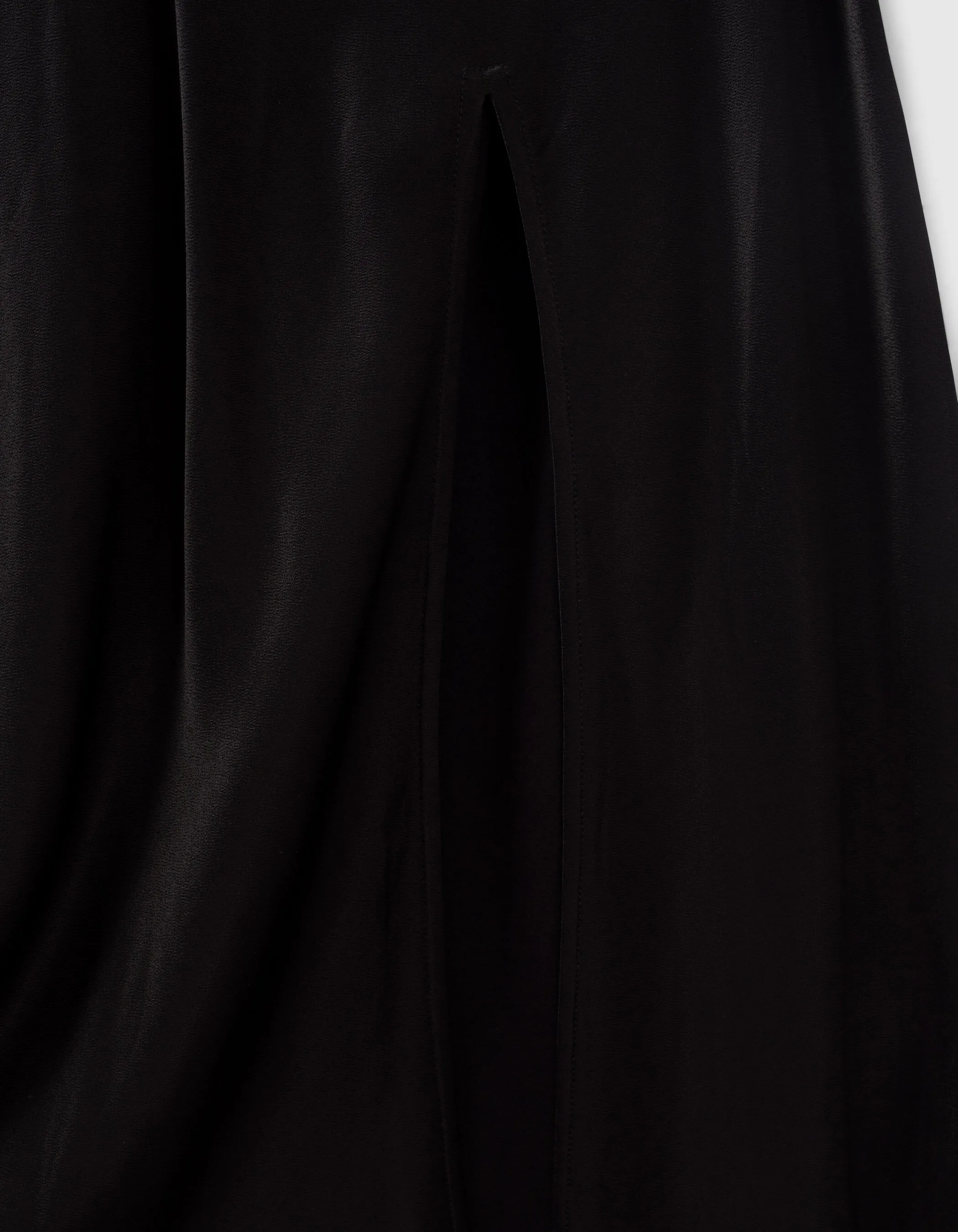 Jupe longue noire fendue en viscose Femme