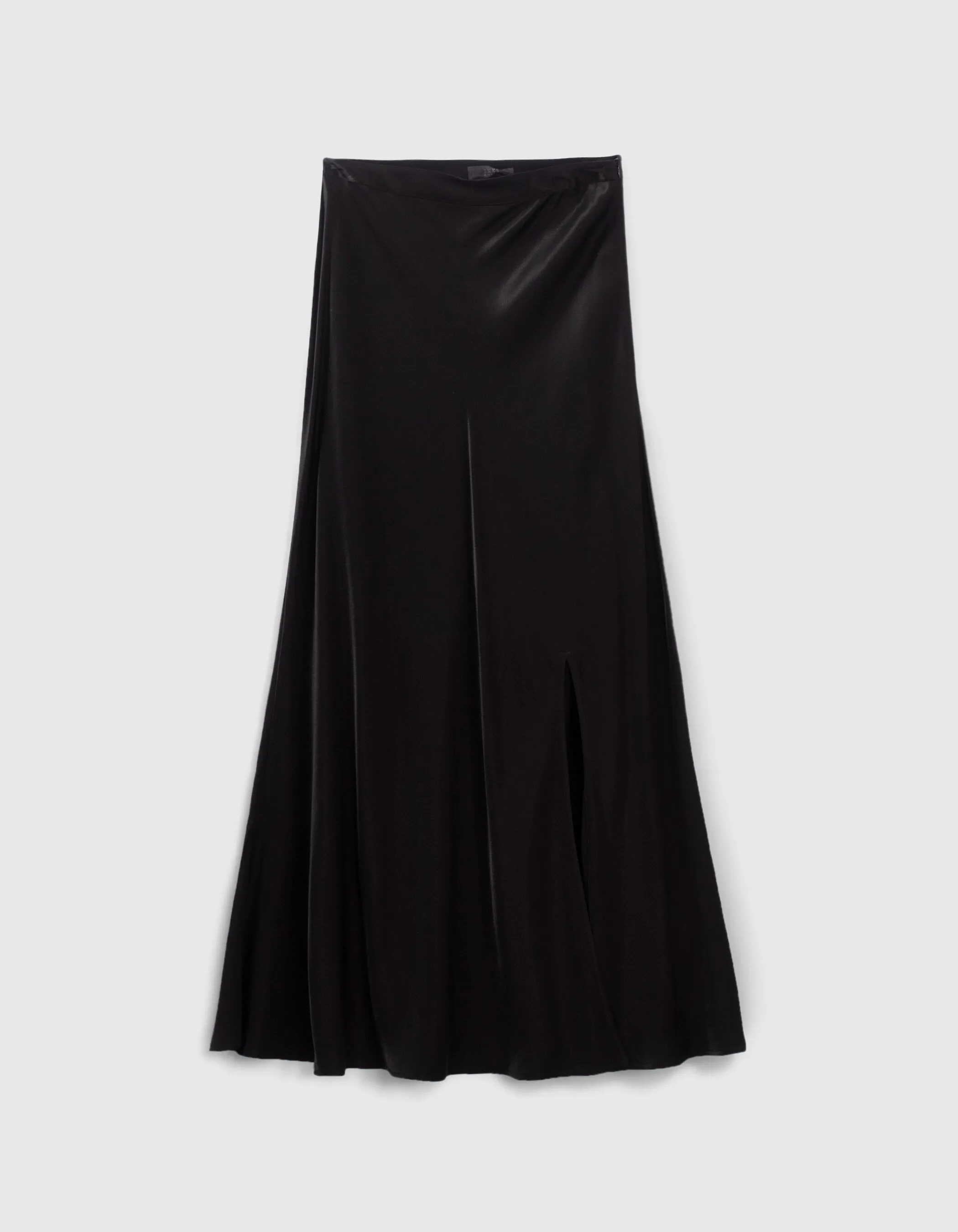 Jupe longue noire fendue en viscose Femme