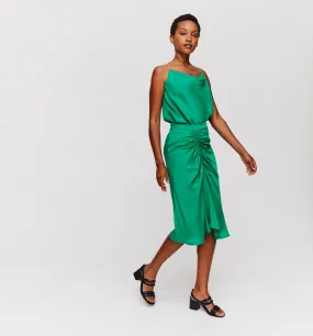 Jupe midi en satin Femme - Vert