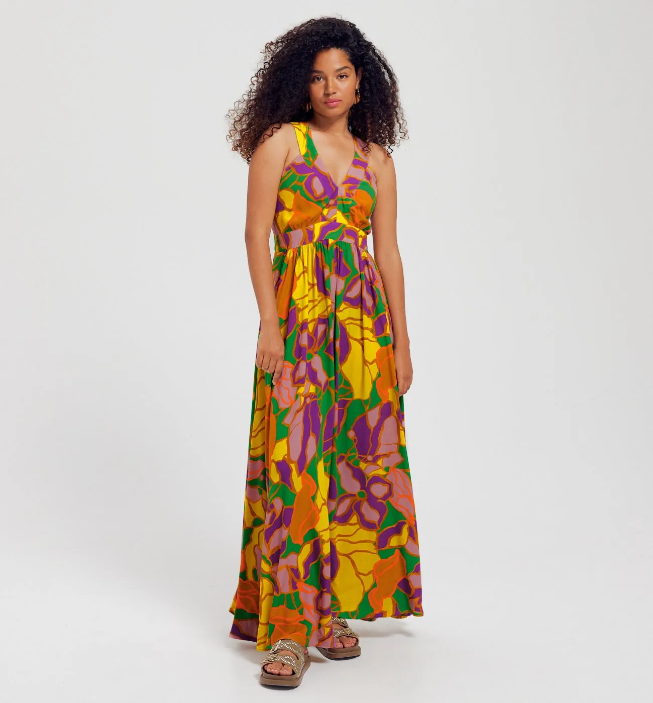 Longue robe imprimée Femme - Imprimé multicolore