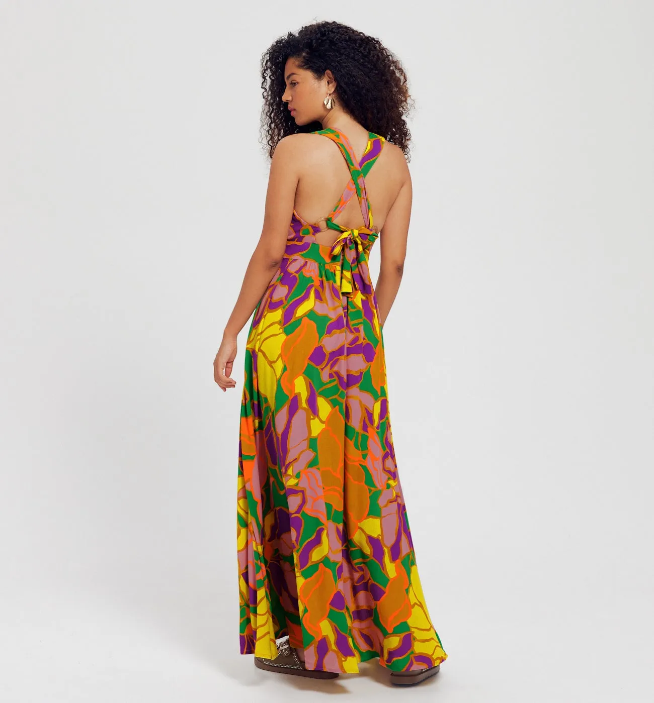 Longue robe imprimée Femme - Imprimé multicolore