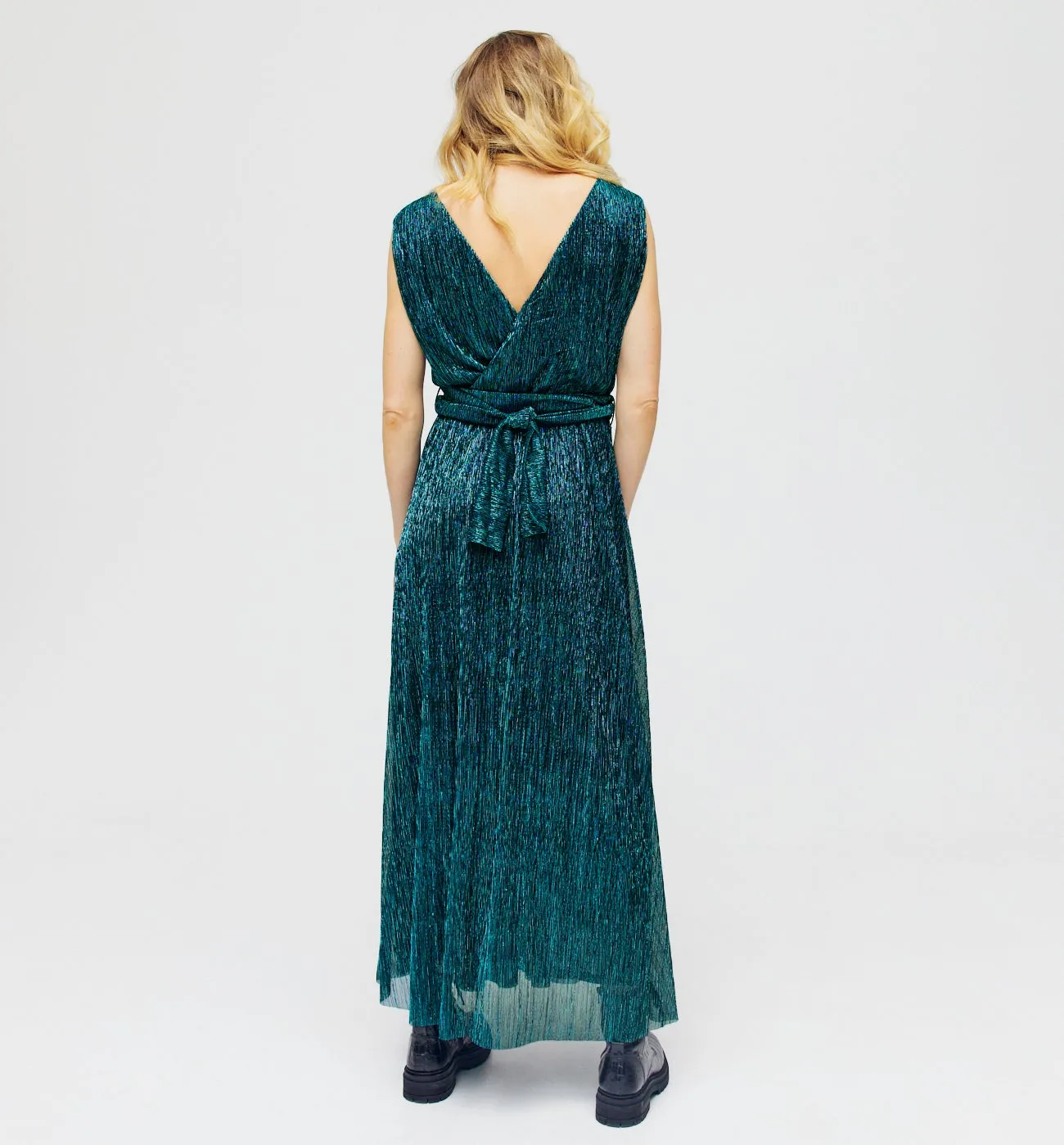 Longue robe lamée Femme - Vert émeraude