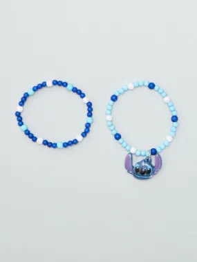 Lot de 2 bracelets perles 'Stitch' - Bleu