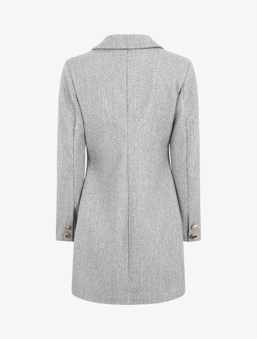 Manteau mi-long à boutons dorés - Gris