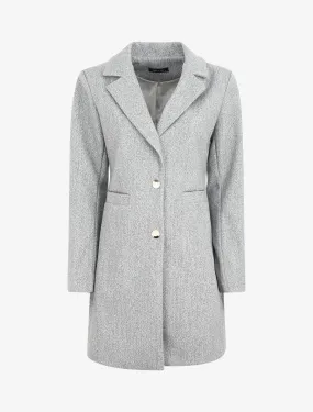 Manteau mi-long à boutons dorés - Gris