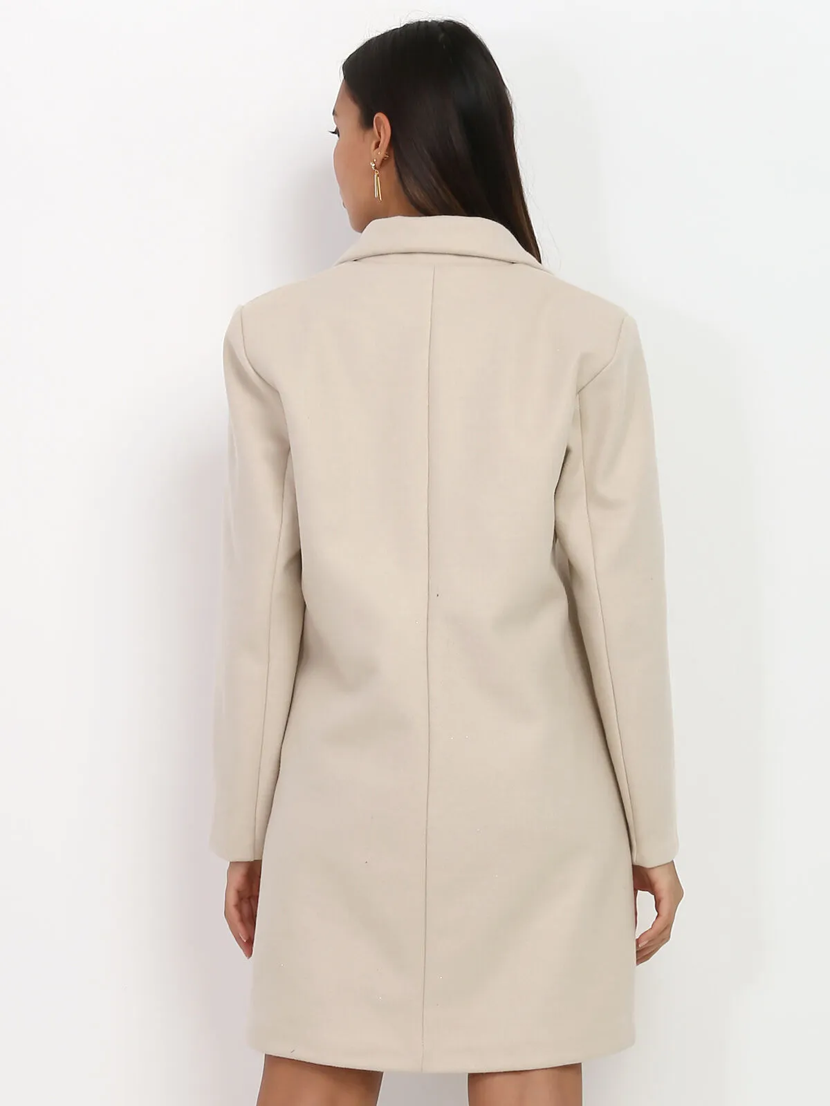 Manteau mi long à col revers- Beige