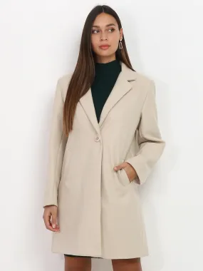 Manteau mi long à col revers- Beige