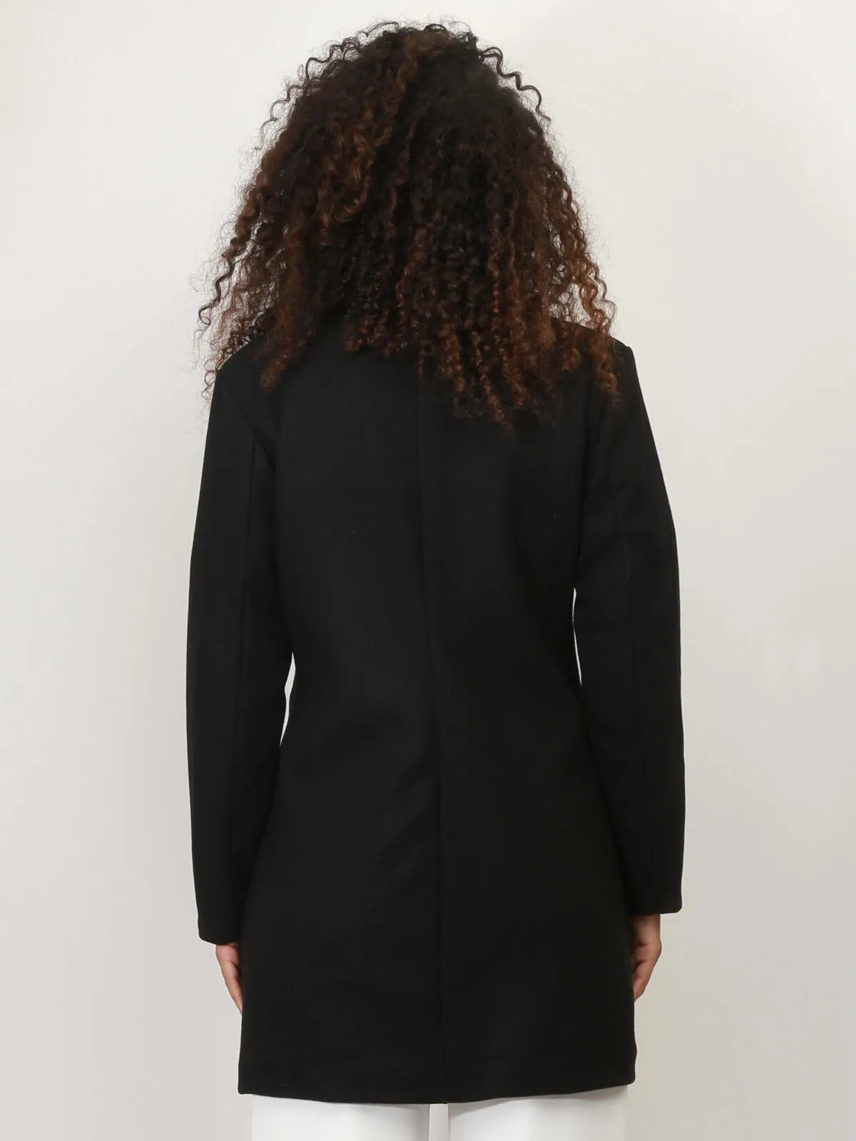 Manteau mi long à col revers- Noir