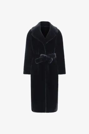 Manteau mi-long en fourrure synthétique