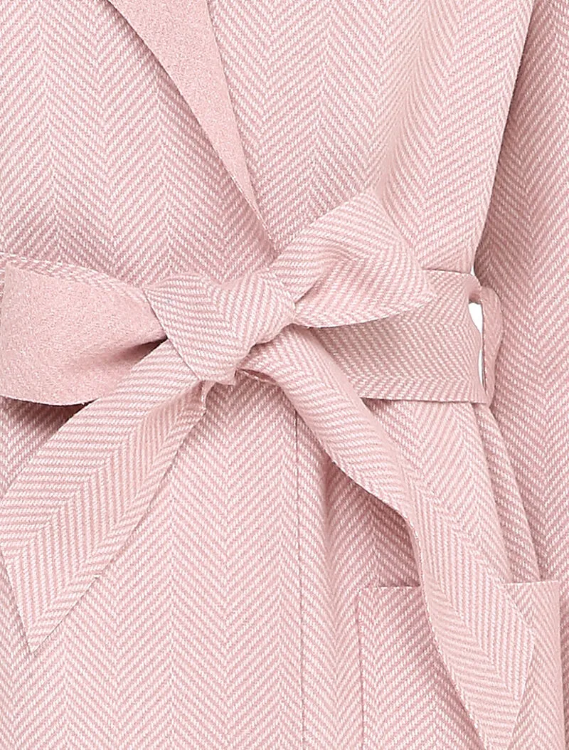 Manteau mi-long imprimé chevron - Rose