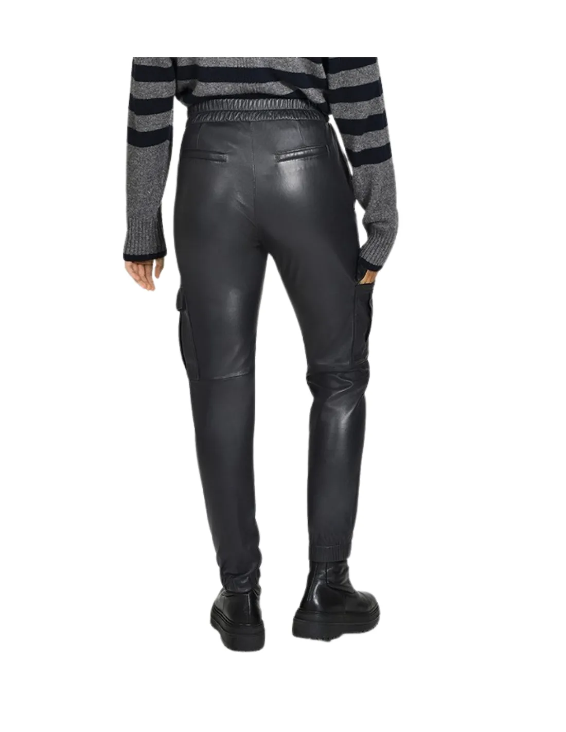 Pantalon cargo en cuir Oakwood Yacht Ref 60960 Noir