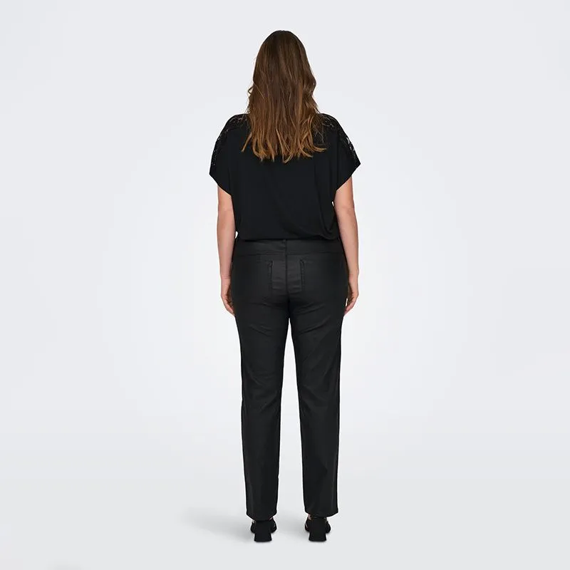 Pantalon en simili cuir noir droit Femme ONLY CARMAKOMA à prix 